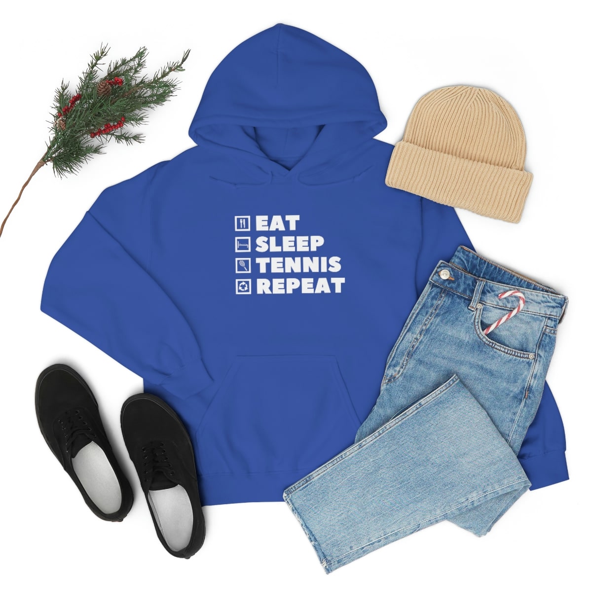 Eat, Sleep, Tennis, Repeat Hoodie - Tennis Merchandise