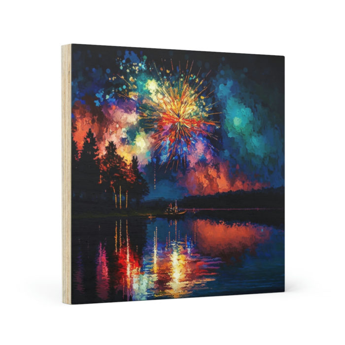 Firework Display - Wood Canvas